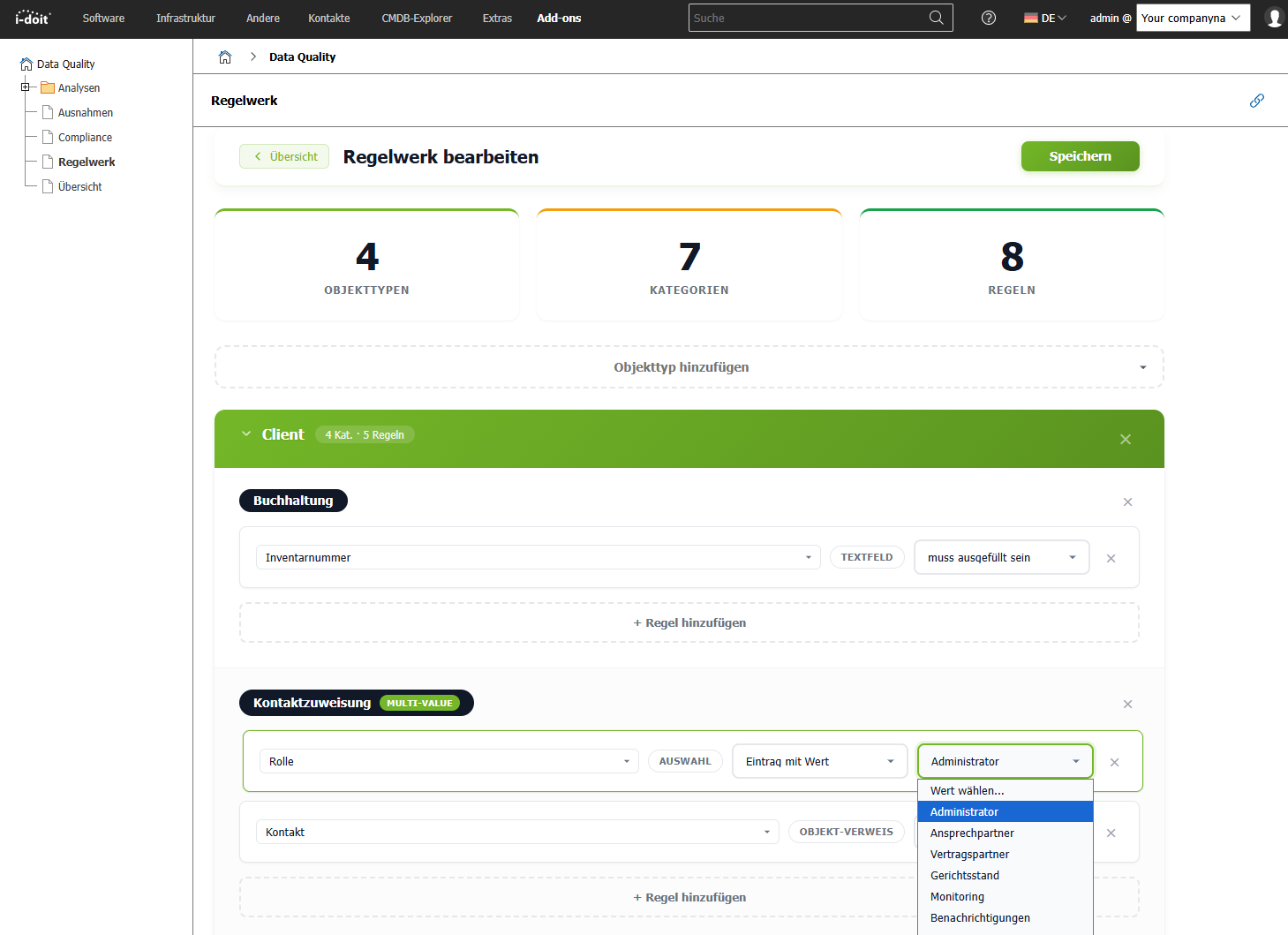 i-doit Data Quality Add-on — Regelwerk mit Pflichtfeldern und Wert-Validierung