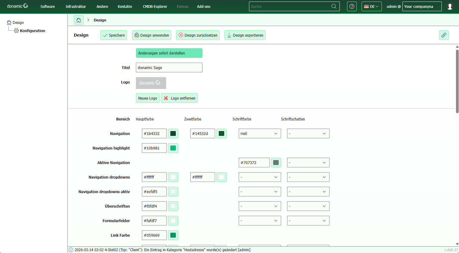 i-doit Design Add-on — Logo und Farbschema konfigurieren